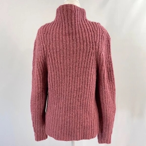 New Leith Chunky Knit Mock Neck Side Slit Sweater Raspberry Pink Size Small - Picture 10 of 15